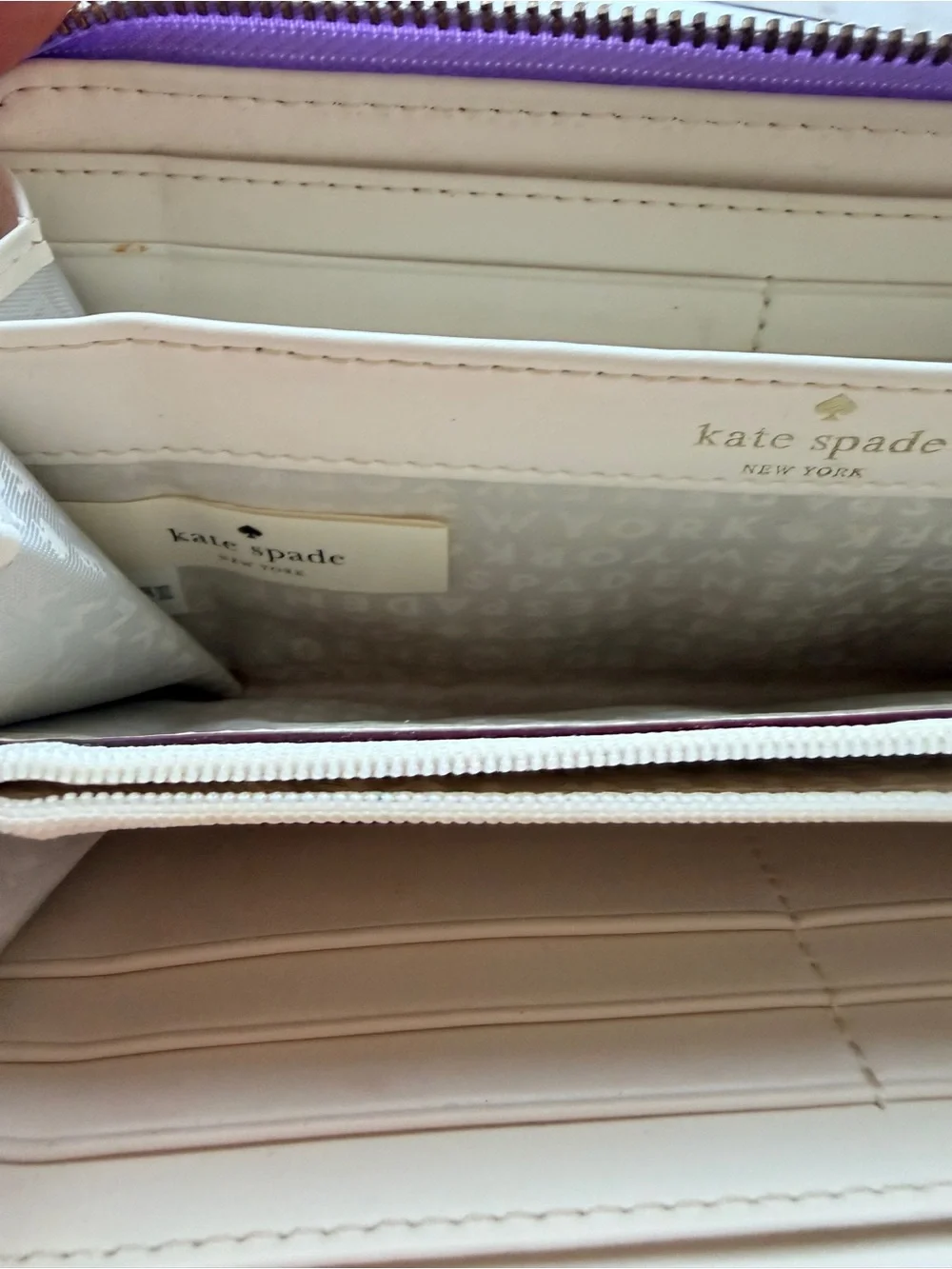 kate spade Lavender Saffiano Zip Wallet with Gold Logo